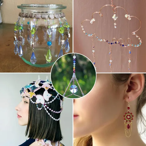 Vista 6 de PAXCOO 5600 Piezas de Cuentas de Cristal para Hacer Joyería, Pequeñas Cuentas de Acrílico Facetadas para Manualidades, Cuentas Bicónicas de Gema