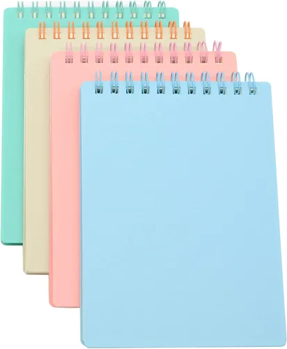 Vista 9 de Yansanido Cuaderno en Espiral con Encuadernación Superior, 4 Piezas, 4 Colores, Tamaño A6, Tapa Dura Gruesa de Plástico, Papel Rayado de 8 mm, 80