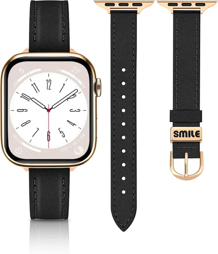 Vista 37 de JR.DM Correas de cuero delgadas compatibles con Apple Watch Band 1.496 in 1.575 in 1.614 in 1.654 in 1.732 in 1.772 in 1.811 in 1.929 in, correa