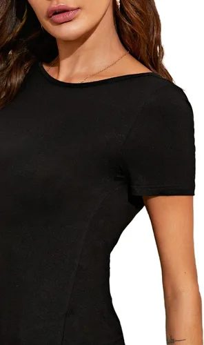 Vista 4 de Verdusa Camiseta de manga corta fruncida y espalda abierta para mujer
