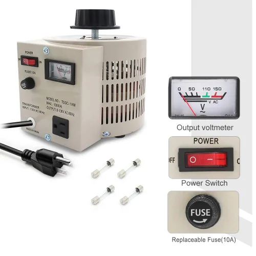 Vista 3 de LVYUAN Transformador Variable Regulador de Voltaje Variable, Salida 0-130V, Entrada 110V-120V (1000VA)