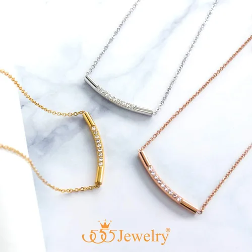 Vista 5 de 555Jewelry Collar con colgante de circonita cúbica de acero inoxidable para mujer