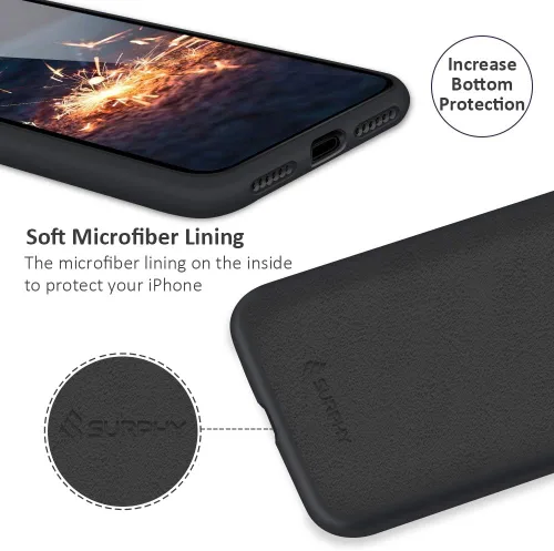 Vista 3 de SURPHY - Carcasa de silicona para iPhone XR, suave, a prueba de golpes, con forro de microfibra, compatible con iPhone XR (2018) de 6.1 pulgadas