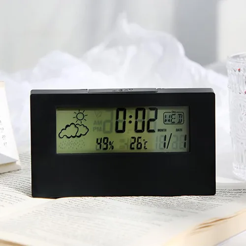Vista 4 de Reloj digital despertador LCD relojes de pantalla para dormitorios