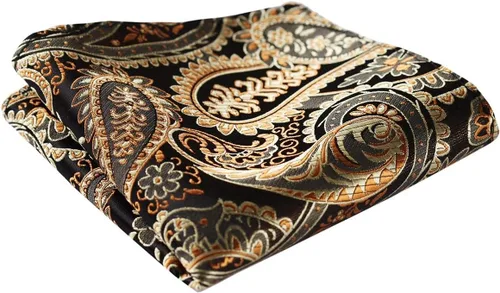 Vista 7 de HISDERN Pajaritas para hombre, corbatín de cachemira para hombre, corbata de lazo y bolsillo cuadrado, juego formal de esmoquin para boda