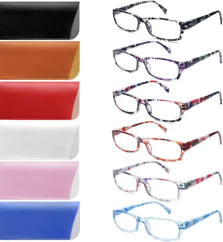 Vista 3 de Lentes de lectura para mujer, con bloqueo de luz azul, para lectura de computadora, patrón impreso, elegantes anteojos