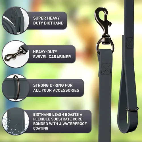 Vista 2 de Biothane - Correa para perro extra resistente, fabricada en Estados Unidos, correas impermeables para perros grandes, medianos y pequeños, correa