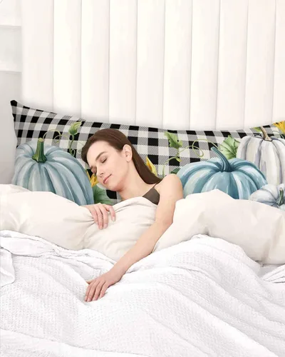 Vista 3 de Funda de almohada corporal de Acción de Gracias, fundas de almohada suaves decorativas para sofá largo y lumbar, funda de cojín con cierre de sobre