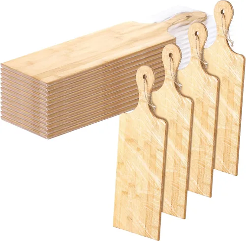 Vista 11 de Patelai Juego de 12 Tablas de Cortar de Madera con Asas, Tabla de Cortar Grande para Servir en la Cocina, Tabla de Cortar Lisa, Regalos a Granel