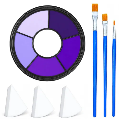 Vista 7 de Paleta de pintura corporal de cara azul Maquillaje de Halloween Kit de Maquillaje H Blue