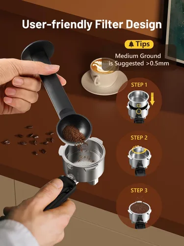 Vista 8 de Máquina de espresso KEENSTAR de 20 bares con preparación rápida de café frío, máquina de café caliente y helado, máquina de espresso con espumador