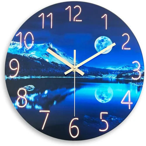 Vista 11 de Reloj de pared moderno negro y dorado con pilas, reloj de pared silencioso de 12 pulgadas, reloj de pared de vidrio sin tictac para sala de estar