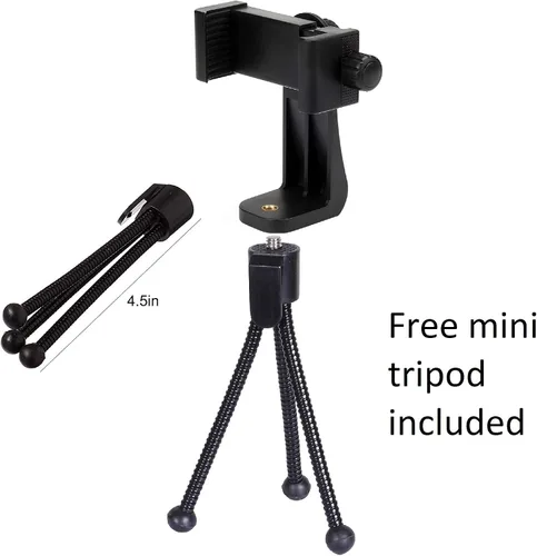 Vista 2 de Alphx - Juego de adaptador universal para trípode para teléfono celular, compatible con iPhone, Samsung y todos los teléfonos, gira vertical