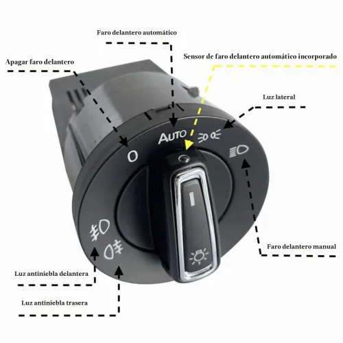 Vista 2 de Interruptor de faro automático, para VW Polo 9N 6R/Mk4 Golf Jetta/Passat B5 B5.5 Sensor de luz incorporado, Plug Play, Faro de memoria encendido
