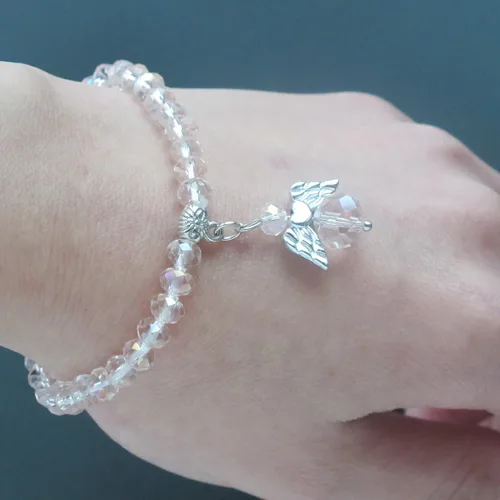 Vista 6 de WE Pulsera con dije de ángel de cristal rosa 12 piezas - Bautizo favor/Bautizo/Recuerdos de Bautizo/Quinceañera/Baby Shower, Cristal, cristal