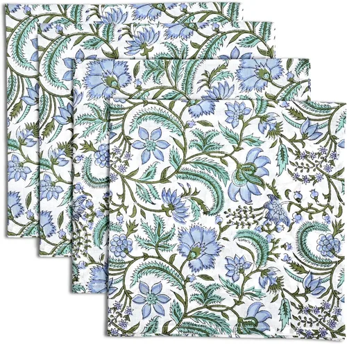 Vista 13 de Ridhi - Servilletas de 100 % algodón con estampado de espárragos verdes de 18 x 18 pulgadas (juego de 4) servilletas de cocina reutilizables
