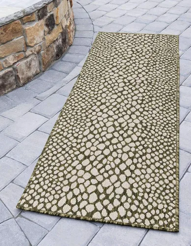 Vista 55 de Unique Loom Outdoor Collection Alfombra de área - Ciudad del Cabo (2' 2' x 3' 1' Rectángulo, Azul/Oliva)