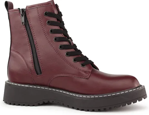 Vista 5 de Hawkwell Botas de combate para mujer con cremallera lateral y cordones al tobillo