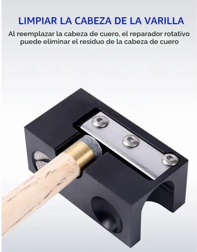 Vista 3 de Scott Edward Moldeador de punta de taco de piscina de aluminio 8 en 1, herramienta de accesorios para tacos de billar, herramienta de reparación