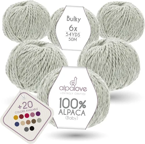 Vista 11 de Set de Lana Abultada (6 x 50 g) Súper Suave de Alpaca Bebé para Tejer Antracita 300 Metros