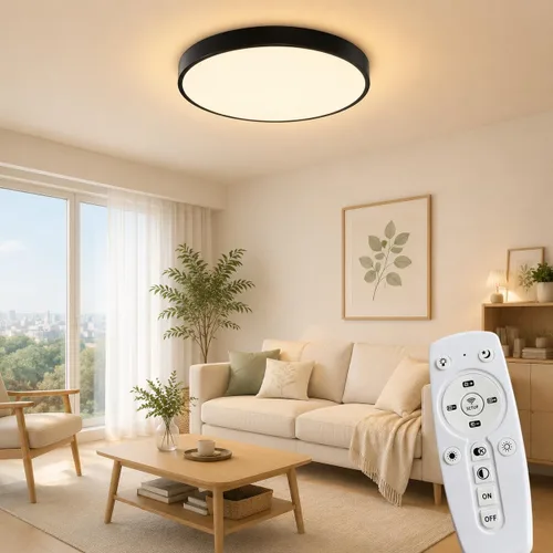 Vista 12 de Led Ceiling Light with Remote White 16 "24w Flush Mount Suitable for Bedroom, Kids Room,Hallway, Balcony, Checkroom,Office,Bathroom Ceiling Lamp