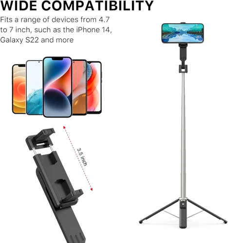 Vista 7 de MYBAT PRO - Trípode para selfie stick con control remoto, 4 en 1, extensible portátil, Bluetooth Selfie Stick y soporte de trípode para teléfono