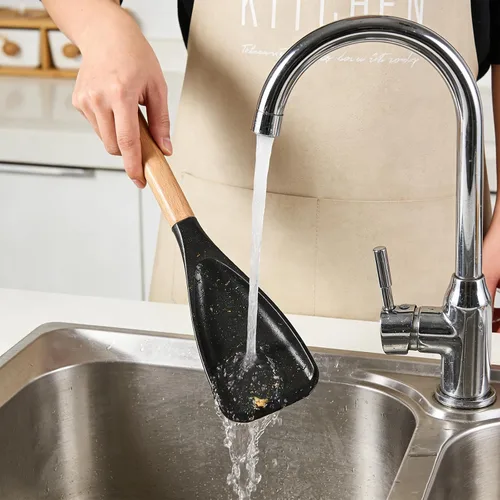 Vista 7 de Juego de espátulas de silicona, 3 espátulas de cocina para utensilios de cocina antiadherentes, cuchara multifunción resistente al calor con mango