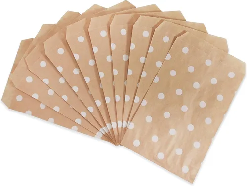 Vista 2 de CuteBox Bolsas de regalo de papel plano blanco con lunares (4 x 6 pulgadas) para mercancía, manualidades, recuerdos de fiesta, venta al por menor