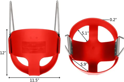 Vista 6 de Ktaxon Columpio de cubo para niños pequeños, asiento completo de cubo para niños con cadenas revestidas y ganchos de bloqueo, accesorios para patio