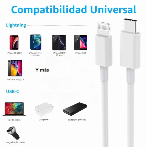 Vista 7 de Cable USB C a Lightning, paquete de 5 unidades de 6 pies [certificado Apple MFi] Cargador rápido para iPhone de carga rápida tipo C a cable