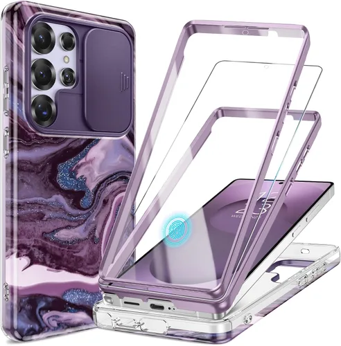 Vista 37 de GVIEWIN para Samsung Galaxy S23 Ultra Funda con cubierta deslizante para cámara, [Protector de pantalla incorporado] [2 Marcos frontales] Funda