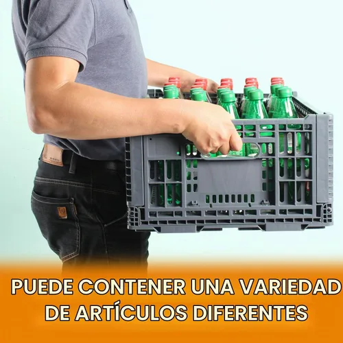 Vista 2 de Contenedor de almacenamiento plegable contene, caja de almacenamiento de plástico resistente de transferencia de 52 litros, cajas de leche