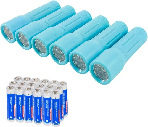 Vista 13 de Paquete de 3 mini linternas LED a granel, pequeñas linternas multicolor con cordón, 9 pilas AAA incluidas, para suministros de huracán, regalos de 3