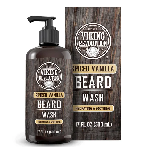 Vista 11 de Viking Revolution Acondicionador de barba de vainilla especiada para hombres con aceite de argán y aceite de jojoba, suavizante y fortalecedor