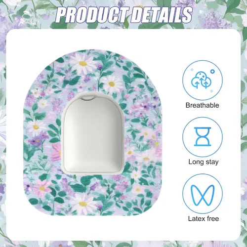 Vista 4 de 25 parches adhesivos para Omnipod 5, parches de sensor de estilo floral, impermeables y transpirables, cubierta de sensor CGM compatible con Omnipod