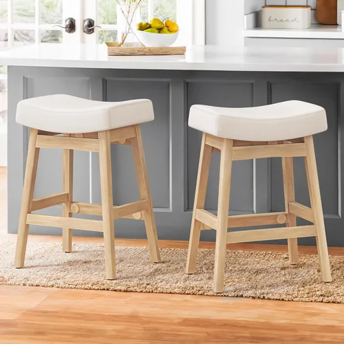 Vista 16 de Cozyman Juego de 2 Taburetes de Bar, Taburetes de Bar con Patas de Madera Resistentes, Taburetes de Bar de Altura de Mostrador con Asiento Tipo