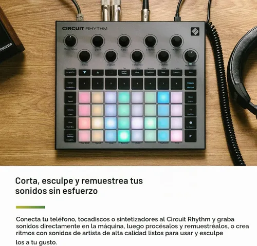 Vista 4 de Novation Circuit Rhythm: Sampler y groovebox con ocho pistas de muestras para crear y realizar beats USB, Standalone Sampler & Drum Machine, 8