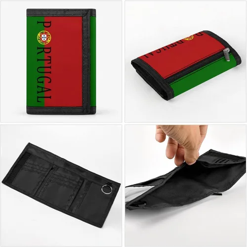 Vista 7 de Portugal - Cartera triple de fútbol americano, monedero delgado, lindo tarjetero con clip para dinero para hombres y mujeres
