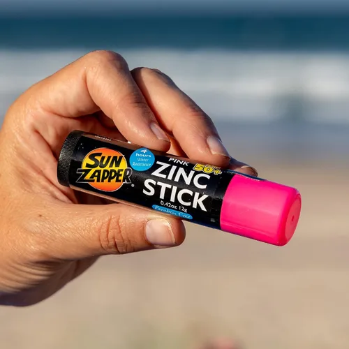 Vista 9 de Sun Zapper Paquete de 3 protectores solares de zinc SPF 50+ rosa, blanco y azul, protector solar mineral para cara, protector solar resistente al