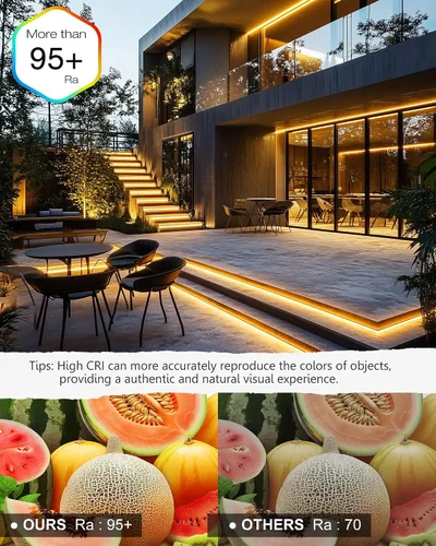 Vista 4 de EMITEVER Tira de luces LED para exteriores, impermeable, 16.4 pies, 2700 K, blanco cálido, 24 V, cinta LED de silicona regulable, iluminación IP67