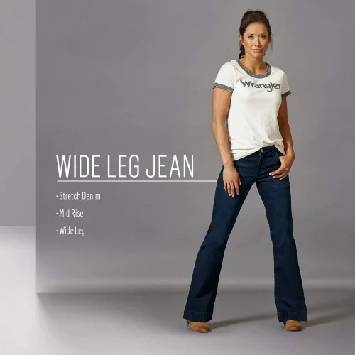 Vista 5 de Wrangler Women's Retro Mae Mid Rise Wide Leg Trouser Jean