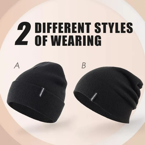 Vista 7 de VODIORE Beanie Hats for Men Women Winter Knit Hat Warm Slouchy Beanies Cuffed Skull Cap