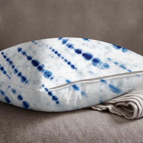 Vista 3 de S4Sassy Shibori - Funda de cojín decorativa de algodón con estampado de popelina azul índigo, 2 unidades, 14 x 14 pulgadas