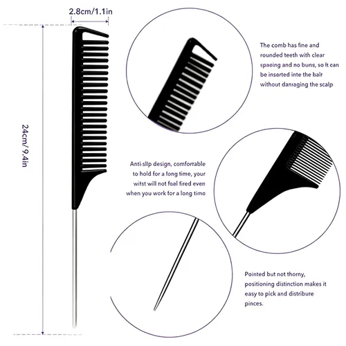 Vista 3 de Cepillo de pelo Slick Back, cerdas de jabalí, forma rectangular, cepillo para definir y desenredar rizos para mujeres y hombres (Negro)