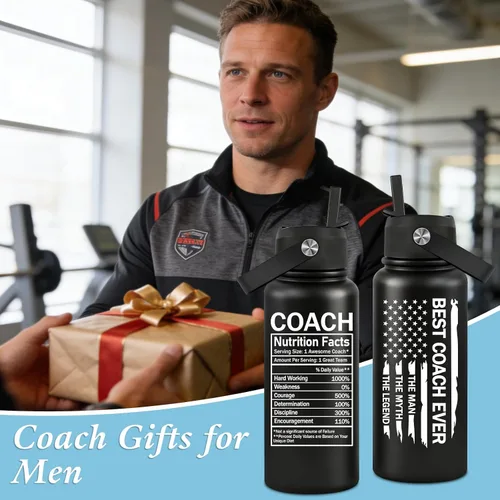 Vista 2 de Regalos de entrenador para hombres, baloncesto, fútbol, béisbol, softbol, gimnasia, danza, natación, entrenadores de natación, regalos - Botella