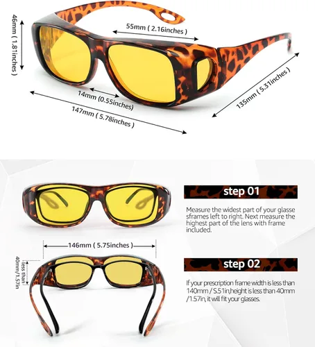 Vista 6 de SIPHEW Lentes de conducción nocturna para mujeres y hombres, lentes de visión nocturna envolventes, lentes amarillas polarizadas para la noche