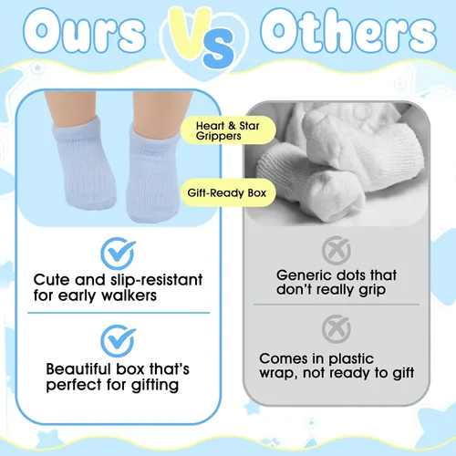 Vista 3 de 8 pares de calcetines de bebé con empuñaduras de algodón antideslizantes calcetines de caminar bonitos regalos para recién nacidos, niñas y niños