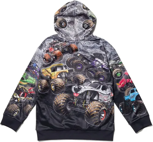 Vista 3 de Monster Jam Sudadera con capucha de forro polar para niños pequeños a grandes Grave Digger El Toro Loco Megalodon