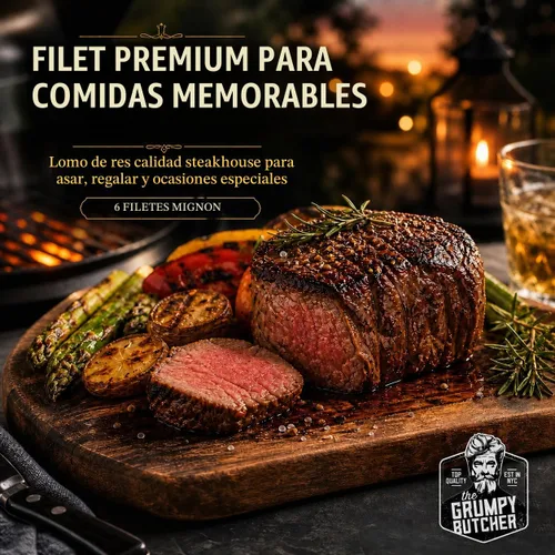 Vista 6 de Grumpy Butcher - Filetes de filete grande Mignon, paquete de 6 (8 onzas cada uno) – Filete de lomo de ternera tamaño Prime Steakhouse – Para entrega