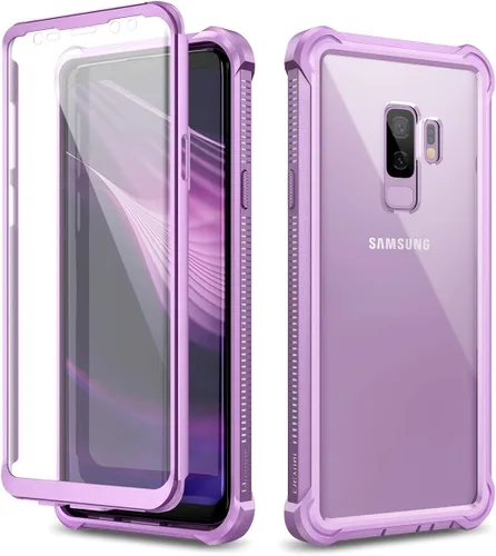 Vista 9 de Dexnor Funda compatible con Samsung Galaxy S9 Plus con protector de pantalla, marco galvanizado, cubierta trasera transparente, resistente 360